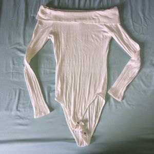 Fold over ribbed snap closure body suit